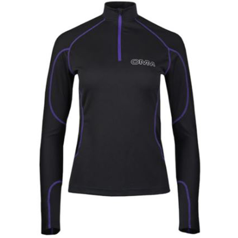 OMM Meridian Ladies Black Long Sleeve Quarter Zip Midlayer